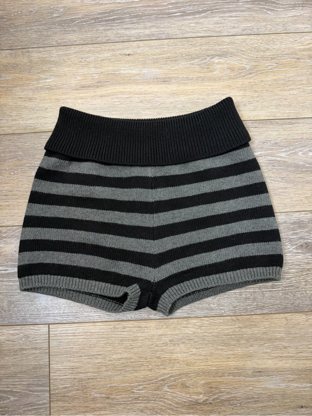 John Galt by Brandy Melville Striped Fold-Over Knit Shorts